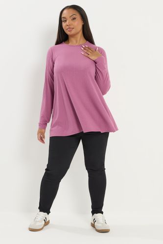 Tshirt Évasé En Maille Côtelée Rose Size 46 - Yours - Modalova