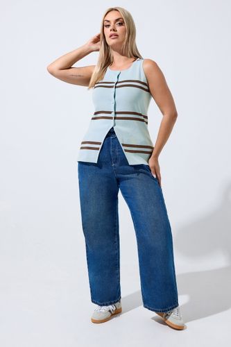 Gilet Sans Manches Bleu Rayé À Ourlet Évasé Size 50-52 - Limited Collection - Modalova