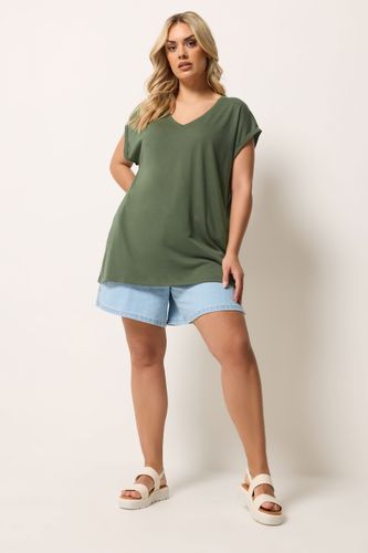 Tshirt Basique À Col En V Vert Kaki Size 40 - Yours - Modalova