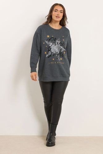Sweatshirt Gris À Paillettes Étoiles « Shine Bright » Size 46 - Yours - Modalova
