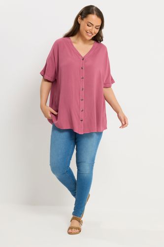 Blouse Rouge En Chambray Boutonnée Size 42 - Yours - Modalova