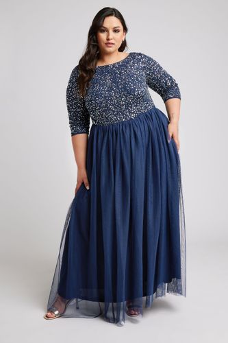 Luxe Robe Bleue Marine Empiècement Sequin & Tullesize 50 - Luxe: Ultimate Embellishment - Modalova