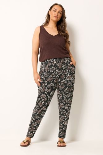 Sarouel Noir À Imprimé Feuilles Et Doubles Plis Size Regular > 46 - Yours - Modalova