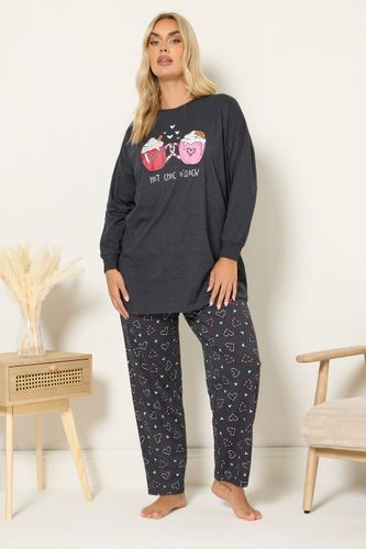 Curve Ensemble De Pyjama À Jambe Large Gris Anthracite « Hot Choc O'clock » Size 42-44 - Yours - Modalova