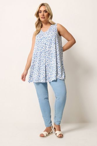 Débardeur Plissé Devant Blanc À Petites Fleurs Size 58-60 - Yours - Modalova