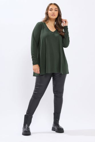 Curve Tshirt Côtelé Vert Kaki Size 42 - Yours - Modalova