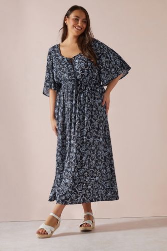 Robe Maxi Bleue Design Paisley Manches Amples Size 50-52 - Yours - Modalova