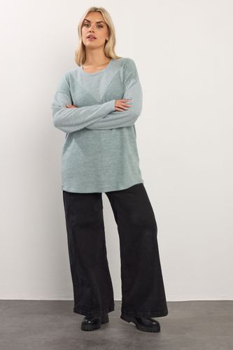 Pull Grande Taille À Empiècements Côtelés Vert Size 50-52 - Yours - Modalova