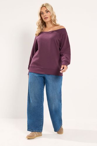 Sweatshirt Côtelé À Épaules Dénudées Bordeaux Size 38-40 - Yours - Modalova