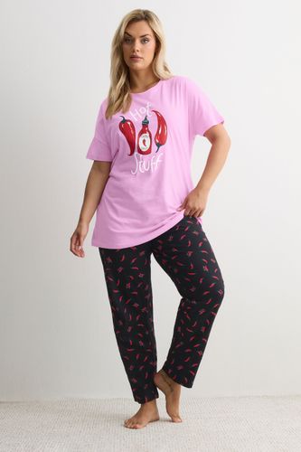 Pyjama Grande Taille Coupe Large « Hot Stuff » Rose Size 46-48 - Yours - Modalova