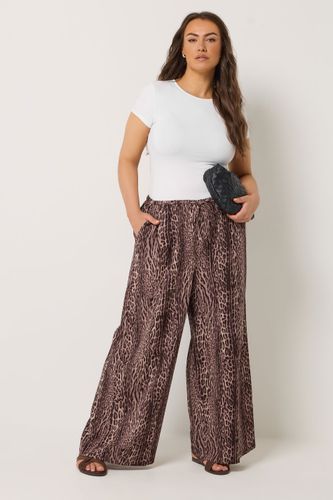 Pantalon Large Marron Léopard Size 42 - Yours - Modalova