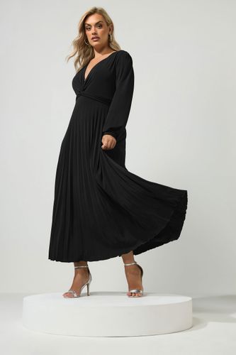 Robe Longue Plissée Noire Avec Nœud Size 40 - Yours London - Modalova