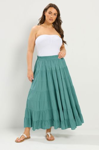 Jupe Longue Étagée Vert Sarcelle Size 48 - Yours - Modalova