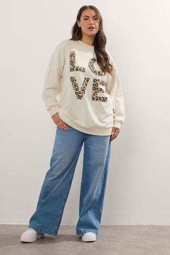 Curve Sweatshirt Imprimé Léopard Blanc Ivoire « Love » Size 50-52 - Yours - Modalova