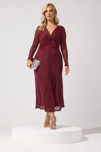 Robe Longue Rouge Effet Métallisé Avec Nœud Size 42 - Yours London - Modalova