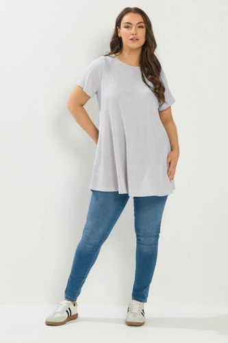 Top Évasé En Maille Côtelée Gris Clair Size 46 - Yours - Modalova