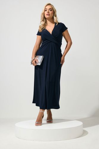 Robe Bleu Marine Torsadée À L'avant Size 44 - Yours London - Modalova
