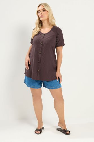 Tshirt Marron Côtelé À Manches Courtes Size 42 - Yours - Modalova