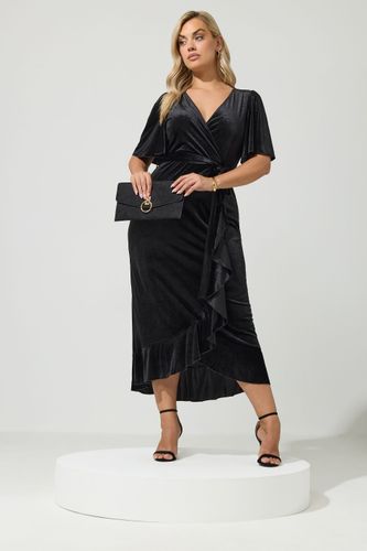 Robe Cachecœur Noire En Velours Size 46 - Yours London - Modalova
