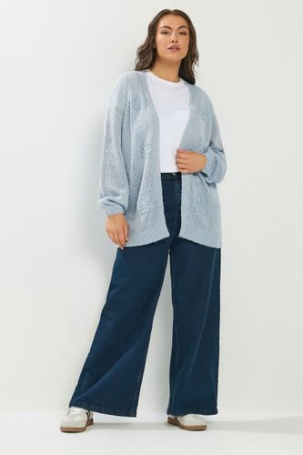 Cardigan Bleu Clair Orné De Fleurs Size 42-44 - Yours - Modalova