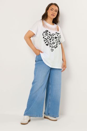 Top À Entailles Et Imprimé Léopard Cœurs Blanc Size 48 - Yours - Modalova