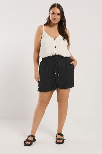 Short Noir Fluide Cordons À Perles Size 48 - Yours - Modalova