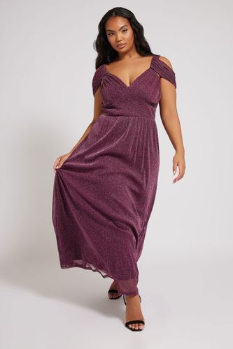 Robe Pourpre Métallique En Filet Épaules Dénudées Size 44 - Yours London - Modalova