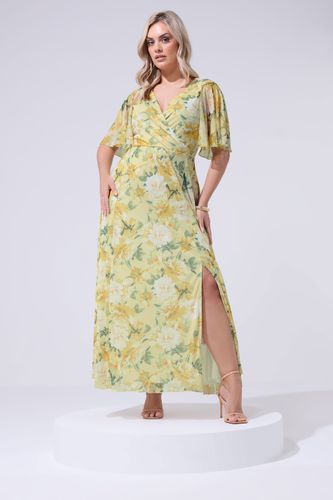 Robe Cachecœur Jaune À Fleurs Size 42 - Yours London - Modalova