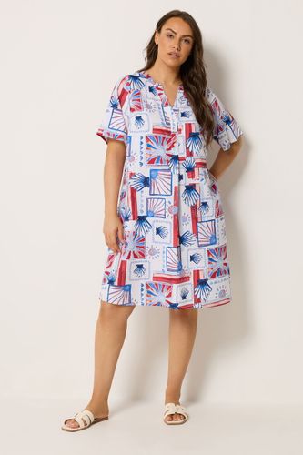 Robe Plissée Devant Blanche À Motif Coquillage Size 44 - Yours - Modalova