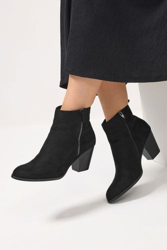 Bottines À Talons Carrés En Similicuir Noir Tailles E Et Eee Extra Largessize 40EEE - Yours - Modalova