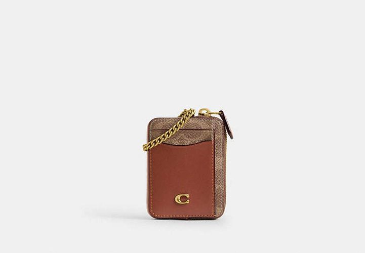 Porte-cartes à chaîne Essentiel en toile exclusif - COACH - Modalova