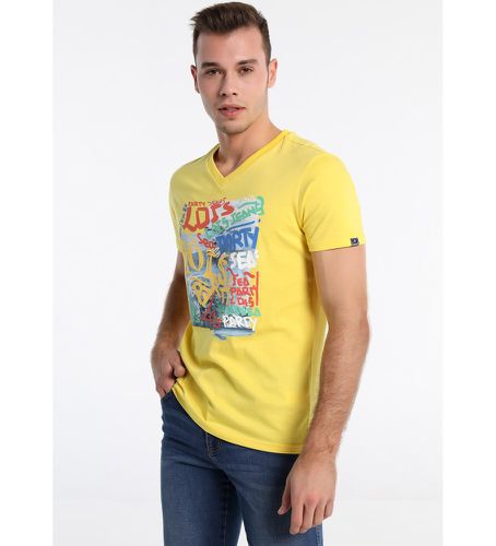 T-shirt graphique à col en pointe, (XXL), Casuel, Coton, Manche courte - Lois Jeans - Modalova