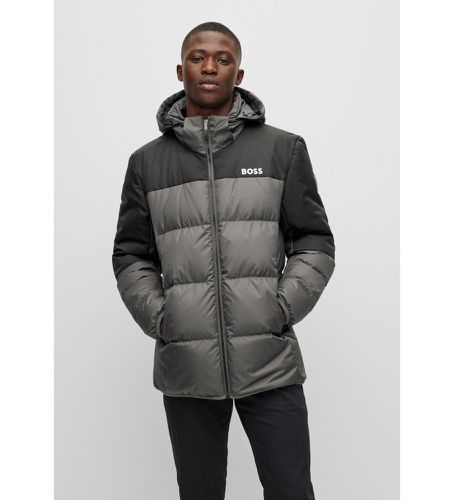 Down Jacket Logo (L), Casuel, Gris, Imperméable, Manche longue, Polister recyclé, Durable - BOSS - Modalova