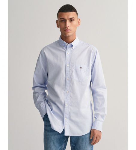 Chemise en popeline bleue à coupe régulière (L), Casuel, Coton, Classique, Manche courte, Manche longue - Gant - Modalova