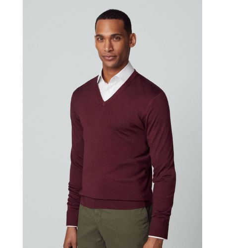 HM702927 Gmd Merino Silk V Neck woollen pull (L), Rouge, Casuel, Laine, Classique, Manche longue, Bordea - Hackett London - Modalova