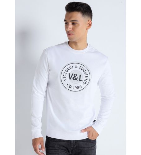 Sweat à col rond avec logo embossé (XL), Blanc, Casuel, Coton, Manche longue - Victorio & Lucchino, V&L - Modalova