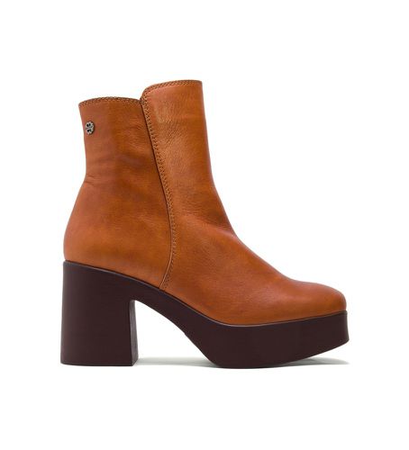 Bottines en cuir Lia marron - Hauteur du talon 8,5cm (36), 8 à 10 cm, Fermeture éclair, Casuel - Porronet - Modalova