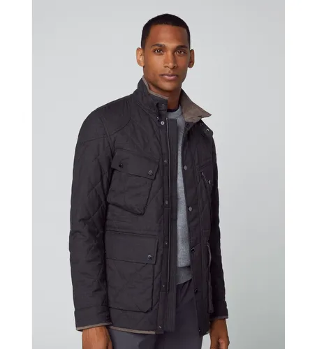 HM402998 Veste Moto en flanelle fonc (XL), Casuel, Laine, Polyester, Manche longue - Hackett London - Modalova