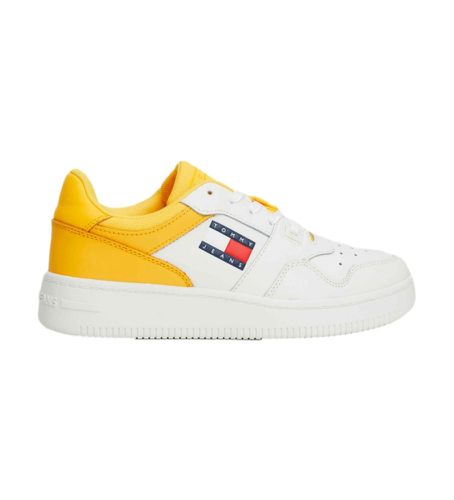 EN0EN02505 Essential Retro Leather Sneakers , (39), Cuir, Blanc, Plat, Lacets, Casuel, Jaune - Tommy Jeans - Modalova