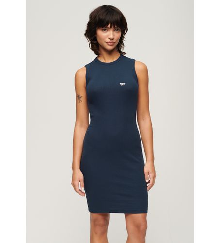 W8011635A Midi Tight Fitted Ribbed Dress (S), Casuel, Coton, Sans manches / bretelles, Marine - Superdry - Modalova