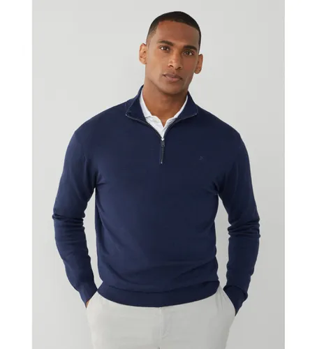 HM703084 Pull-over zippé (S), Casuel, Coton, Manche longue, Marine - Hackett London - Modalova