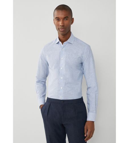 HM309837 Chemise Lin Stripe Eng Stripe (M), Blanc, Bleu, Casuel, Coton, Classique, Manche longue - Hackett London - Modalova