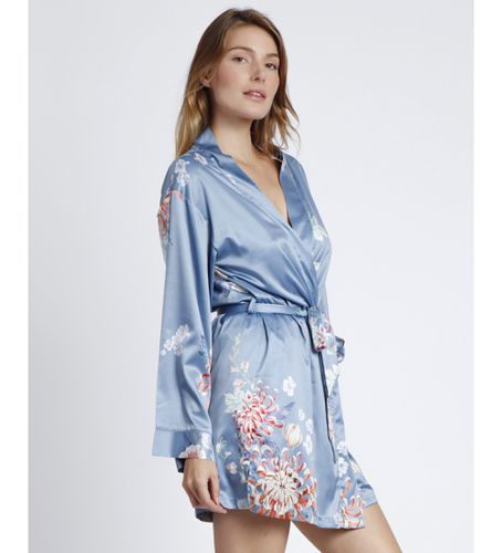 Robe de chambre romantique à fleurs bleues (L), Homewear, Polyester, Manche longue - Admas - Modalova