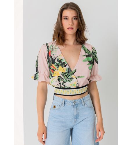 Top de culture à imprimé tropical multicolore avec imprimé croisé (XS), Casuel, Coton - Lois Jeans - Modalova