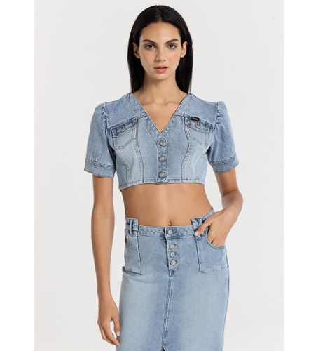 Top en denim avec manches bouffantes bleues (XS), Casuel, Coton, Manche courte - Lois Jeans - Modalova