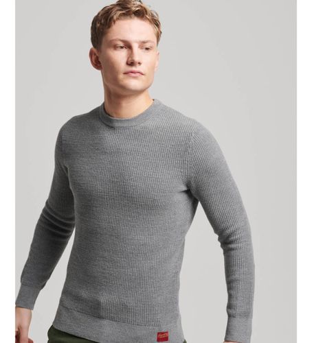 M6110567A Pull en maille à col rond et texture grise (S), Casuel, Coton - Superdry - Modalova