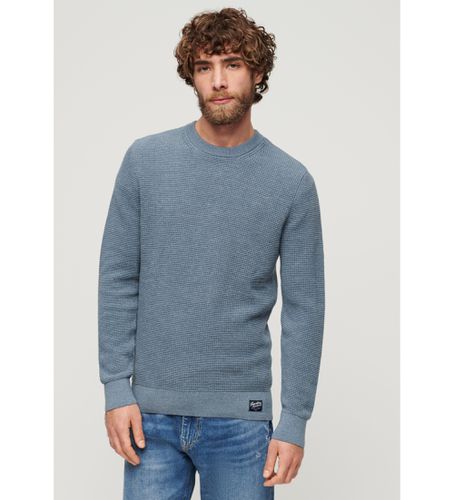 M6110567A Pull en maille à col rond et texture bleue (S), Casuel, Coton, Manche longue - Superdry - Modalova