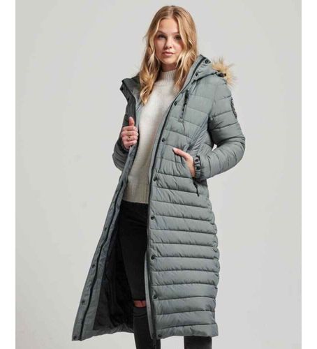 W5011565A Manteau long matelassé Fuji avec capuche (XXS), Casuel, Polister recyclé, Durable - Superdry - Modalova