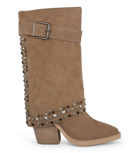 I23437 Bottes en cuir avec clous et boucles (37), Marron, 8 à 10 cm, Aucun, Casuel - Alma en pena - Modalova