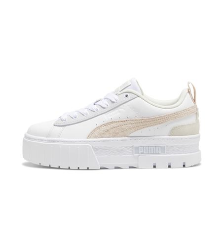 Mayze Mix Leather Sneakers (37), Cuir, Blanc, Plat, Lacets, Casuel - Puma - Modalova